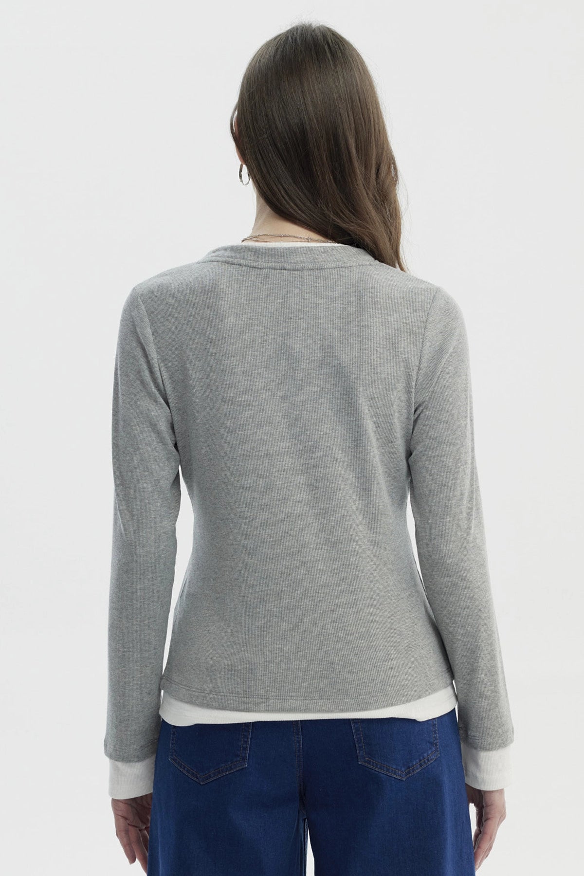 Polera Mujer Slim Gris Melange