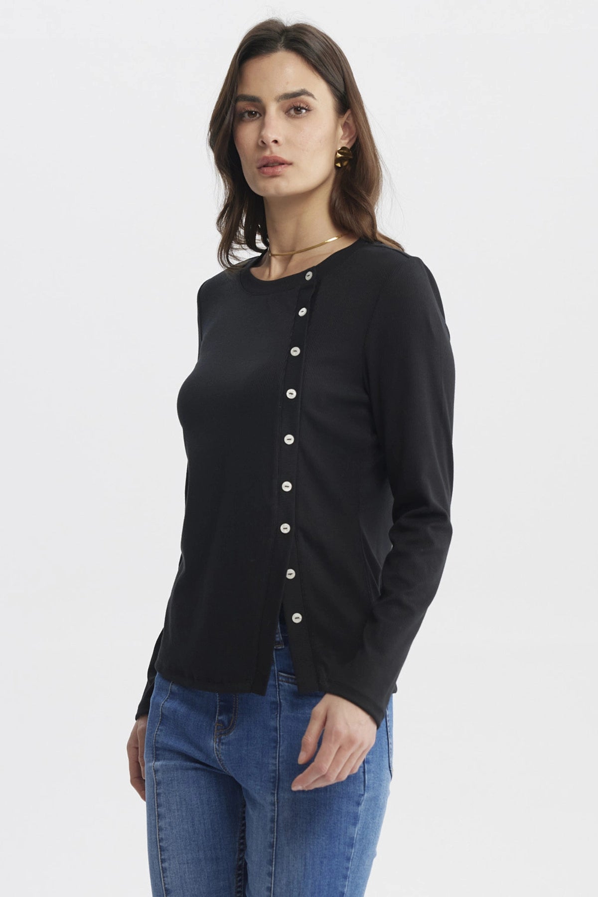 Polera Mujer Escote Recto Negro