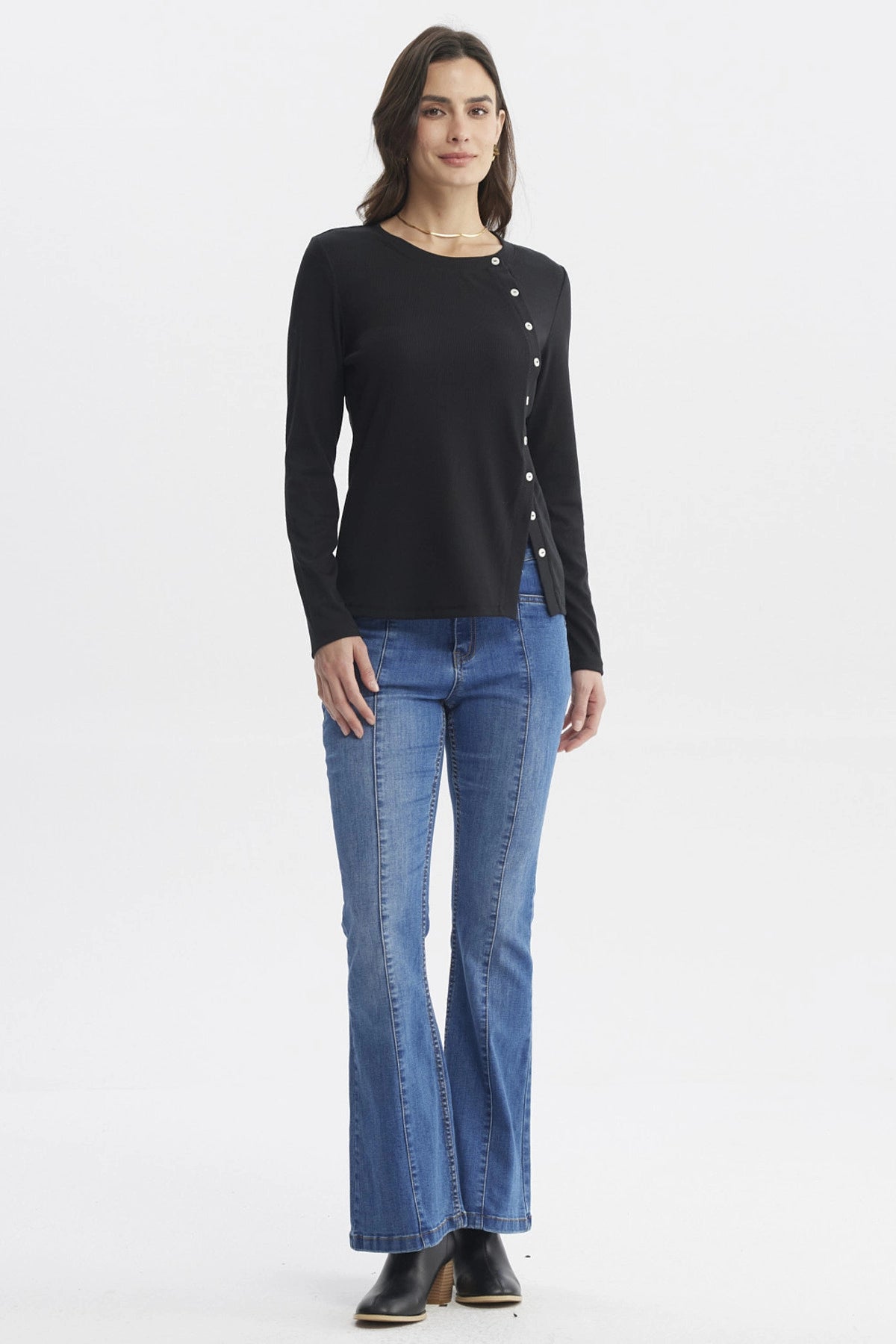 Polera Mujer Escote Recto Negro