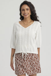 Polera Mujer Botones Decorativos Crudo