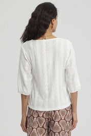 Polera Mujer Botones Decorativos Crudo