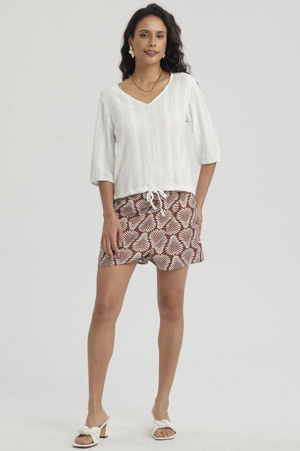 Polera Mujer Botones Decorativos Crudo