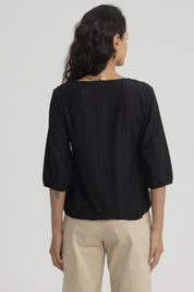 Polera Mujer Botones Decorativos Negro