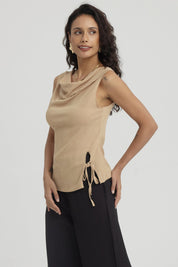 Polera Mujer Con Dobles Abertura Camel
