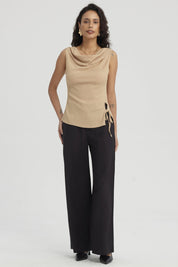 Polera Mujer Con Dobles Abertura Camel