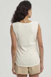 Polera Mujer Recogido Abertura Crema