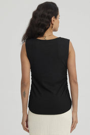 Polera Mujer Recogido Abertura Negro