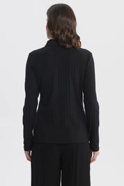 Polera Mujer Cuello Camisero Negro