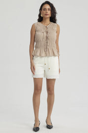 Short Mujer Pretina Elasticada Crema