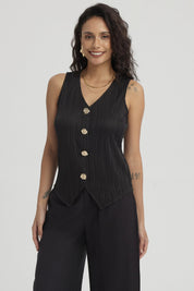 Polera Mujer Textura Aplicación Negro