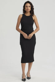 Vestido Mujer Corto Recogido Negro