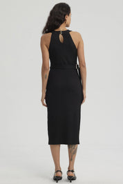 Vestido Mujer Corto Recogido Negro