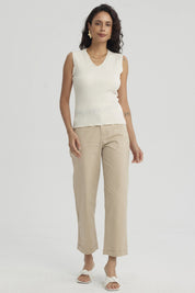 Polera Mujer Texturizada Crema