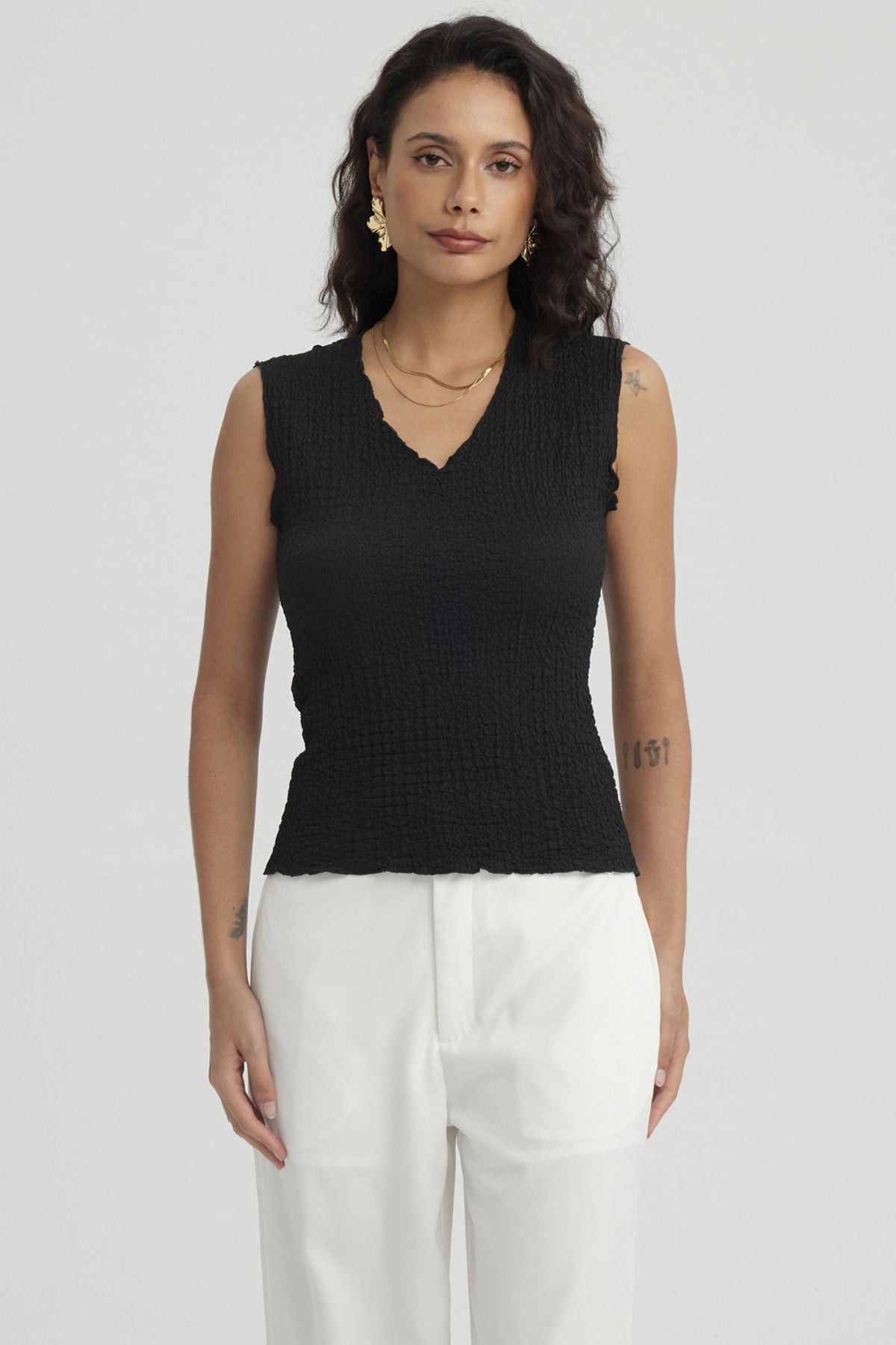 Polera Mujer Texturizada Negro