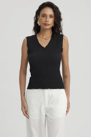 Polera Mujer Texturizada Negro