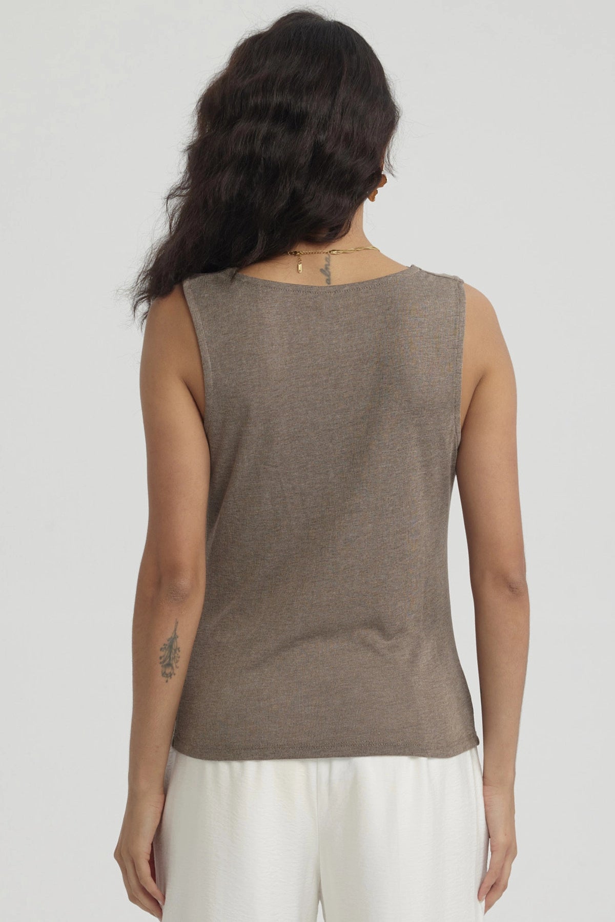 Polera Mujer Cuello Drapeado Café