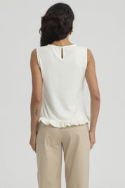 Polera Mujer Basta Con Vuelos Crema