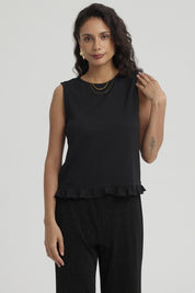 Polera Mujer Basta Con Vuelos Negro