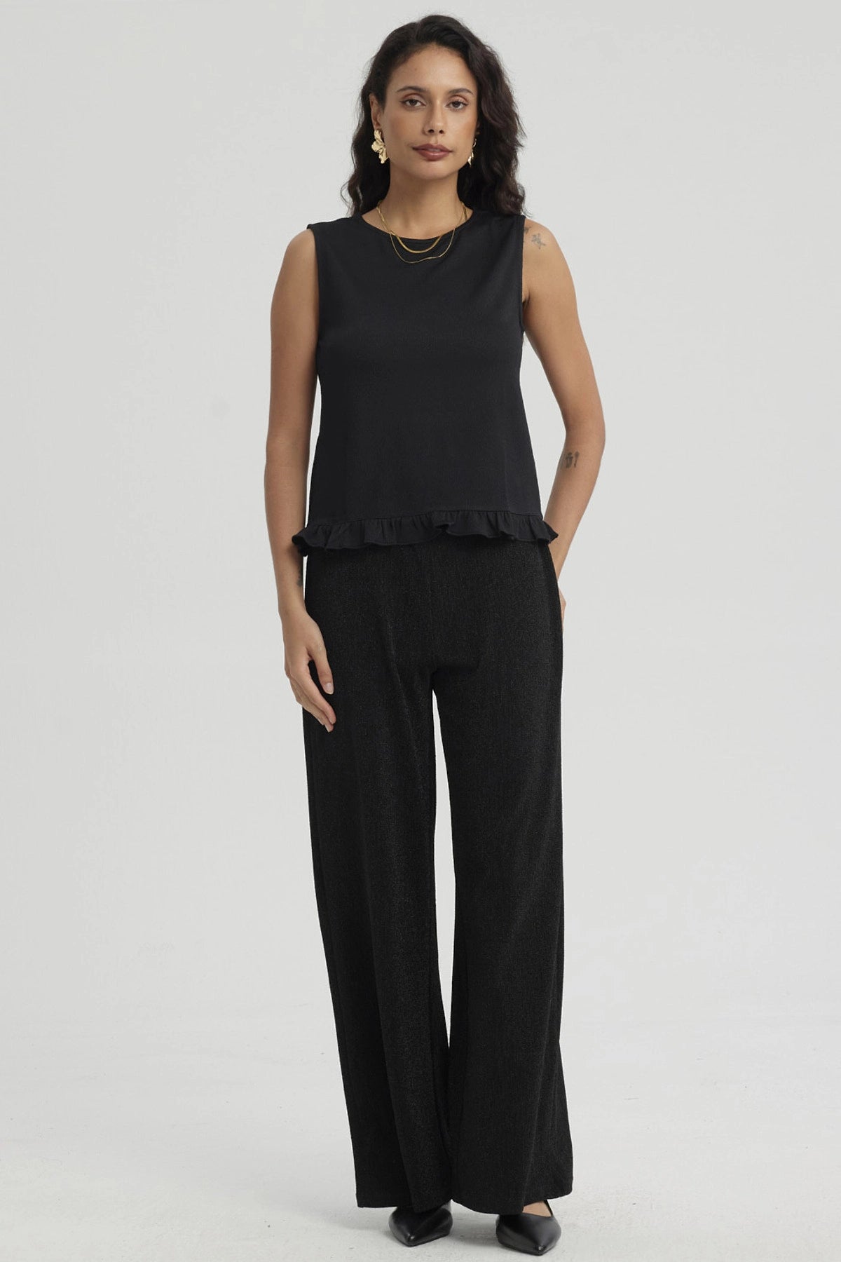 Polera Mujer Basta Con Vuelos Negro