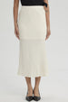 Falda Mujer Larga Pretina Elasticada con Textura Crema