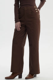 Pantalón Mujer Calce Recto Café