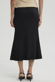 Falda Mujer Larga Pretina Elasticada con Textura Negro
