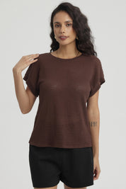 Polera Mujer Textura Café Oscuro