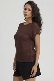 Polera Mujer Textura Café Oscuro