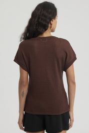 Polera Mujer Textura Café Oscuro