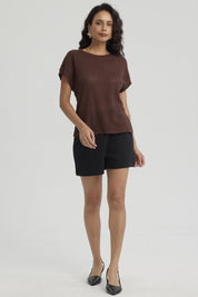 Polera Mujer Textura Café Oscuro