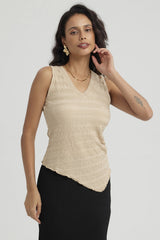 Polera Mujer Recogido Beige Oscuro