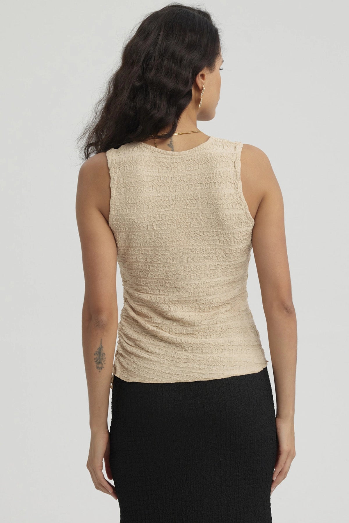 Polera Mujer Recogido Beige Oscuro
