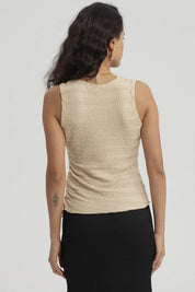Polera Mujer Recogido Beige Oscuro
