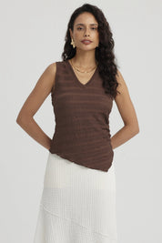 Polera Mujer Recogido Café Oscuro