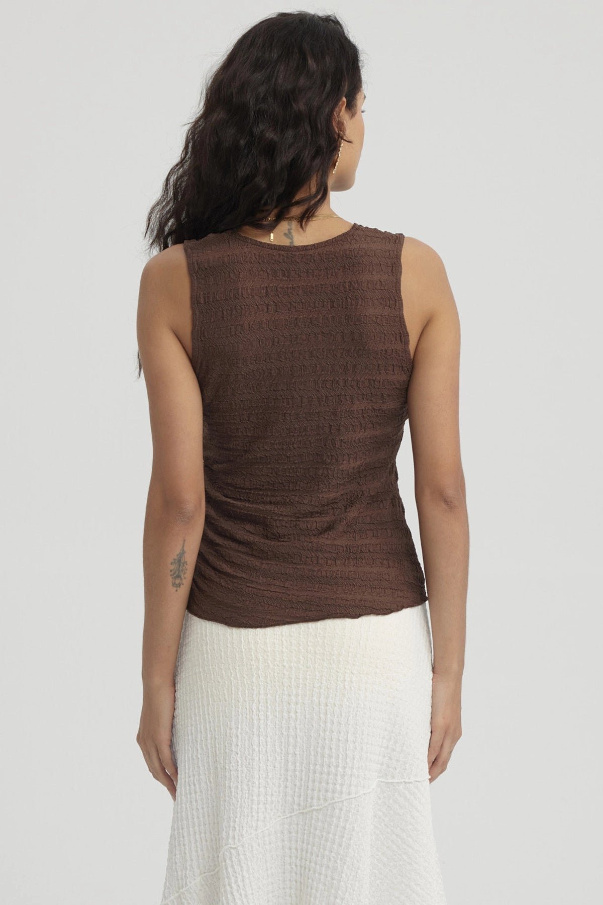 Polera Mujer Recogido Café Oscuro