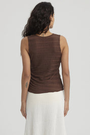 Polera Mujer Recogido Café Oscuro