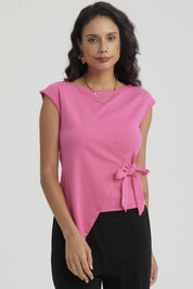 Polera Mujer Con Bote Escote Cruz Fucsia