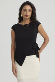 Polera Mujer Con Bote Escote Cruz Negro