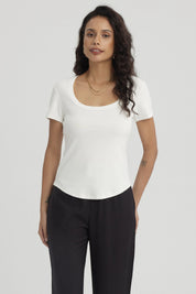 Polera Mujer Lisa Rib Crudo