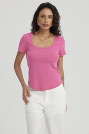 Polera Mujer Lisa Rib Fucsia