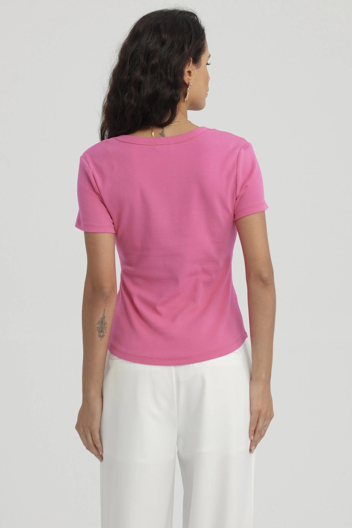 Polera Mujer Lisa Rib Fucsia