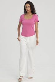 Polera Mujer Lisa Rib Fucsia