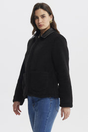 Polar Mujer Cotelé Canesú Y Bolsillo Negro