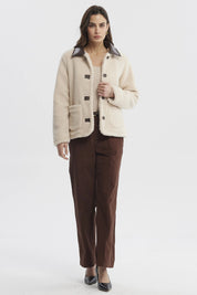 Polar Mujer Cotelé Canesú Y Bolsillo Beige