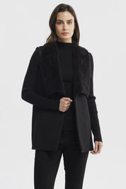 Polar Mujer Corto Antelina Solapa Ancha Negro
