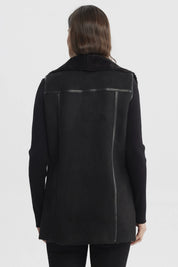 Polar Mujer Corto Antelina Solapa Ancha Negro