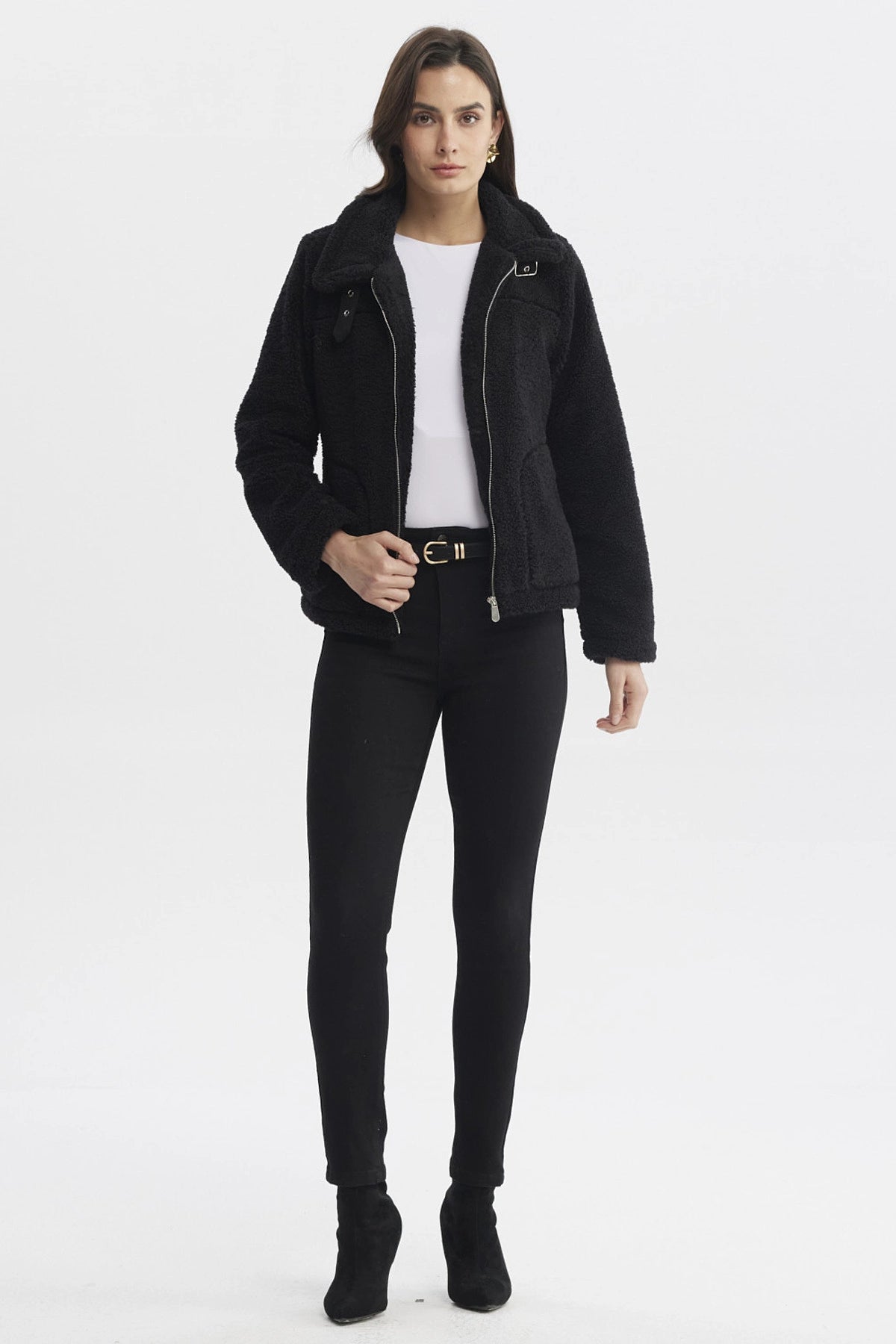 Polar Mujer Tipo Chaqueta Cuello Alto Negro