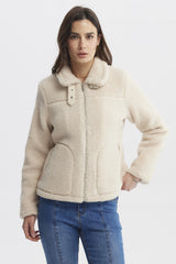Polar Mujer Tipo Chaqueta Cuello Alto Beige