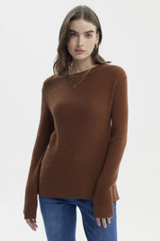 Sweater Mujer Slim Camel Oscuro
