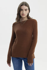 Sweater Mujer Slim Camel Oscuro